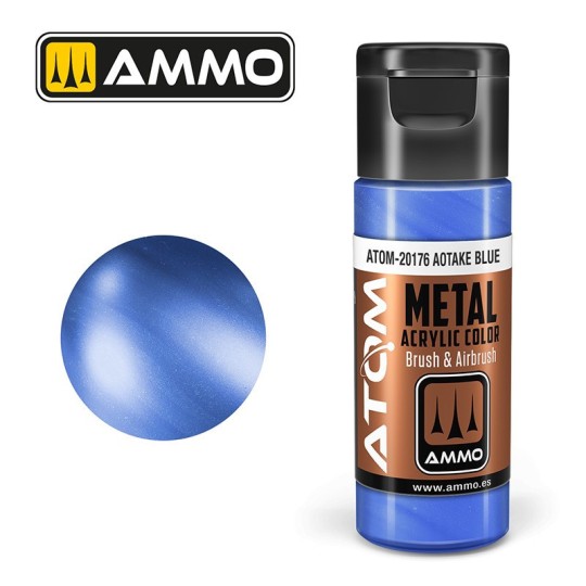 ATOM-20176-Peinture acrylique Bleu Aotake 20ml ATOM METALLIC AMMO