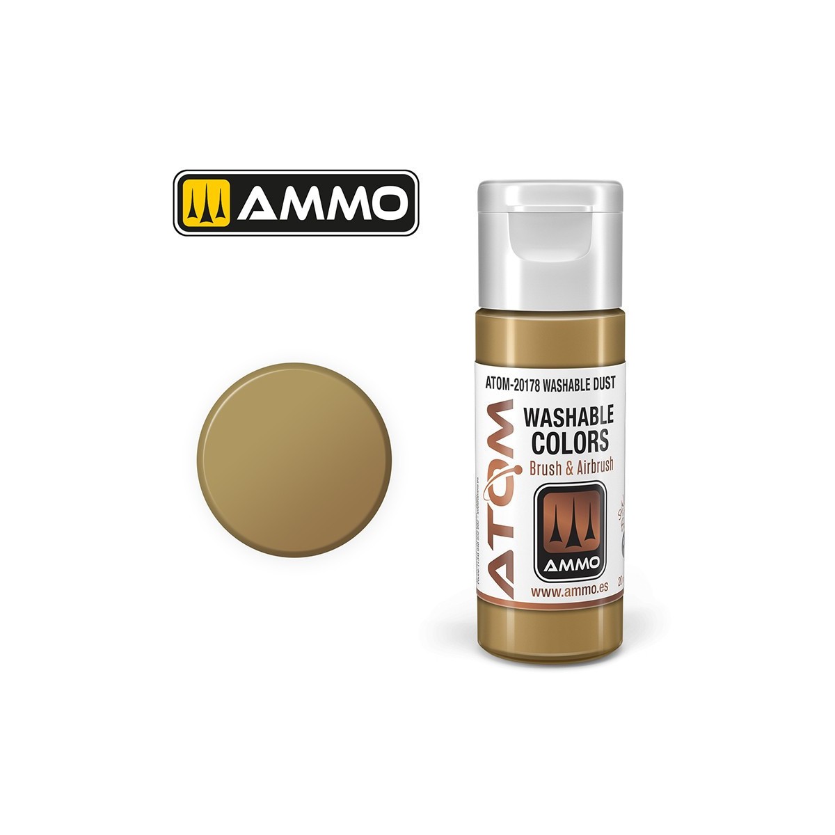Peinture acrylique Poussière 20ml ATOM WASHABLE AMMO