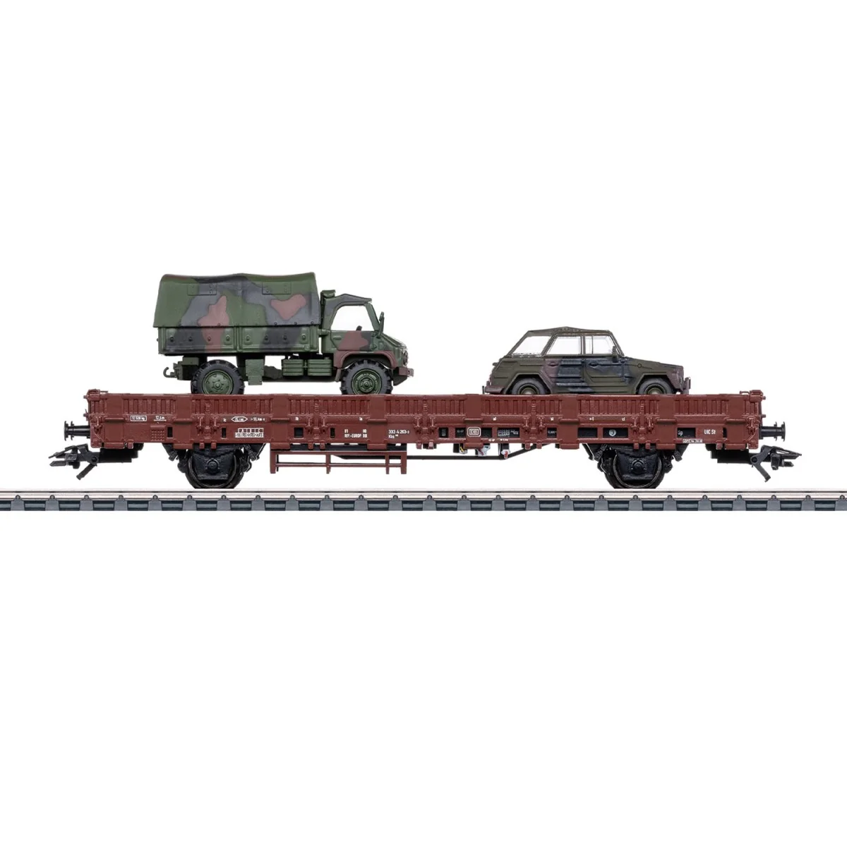 Marklin 46929 Kb 443 staking wagon, DB, with VW 181 Kübelwagen and ... Marklin 46929 Kb 443 staking wagon, DB, with VW 181 Kübelwagen and ...