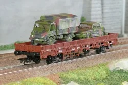 Marklin 46929 Kb 443 staking wagon, DB, with VW 181 Kübelwagen and ...