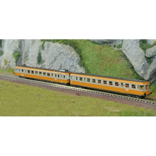 HN2637S-Arnold HN2637S RGP 2 modernized diesel railcar, SNCF, orange/concrete grey, N scale, sound-equipped