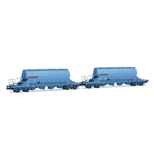 HJ6230-Jouef HJ6230 Set of 2 Taoos bogie hopper wagons, blue livery, NACCO