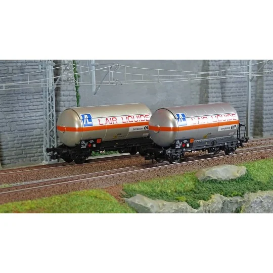 HJ6287-Jouef HJ6287 Set de 2 wagons citernes à gaz, toit pare soleil, Air Liquide