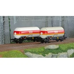 Jouef HJ6289 Set of 2 gas tank wagons, sunshade roof, AGA Progas - ...