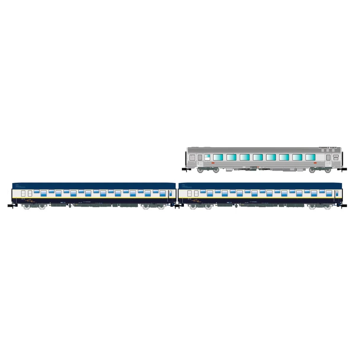 Arnold HN4474 Set of 3 passenger cars "Train Expo", SNCF, 1 bar car...