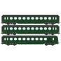 VB-495-Ree Modeles VB495 Set de 3 voitures allégées "Saucisson", ETAT, B10, vert 306, ep. III, éclairé