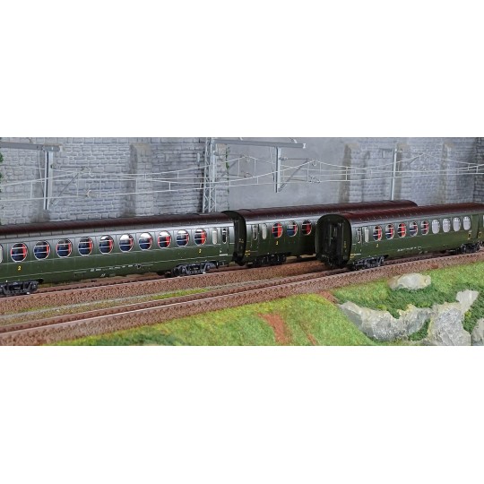 VB-495-Ree Modeles VB495 Set of 3 lightweight "Sausage" cars, ETAT, B10, green 306, ep. III, illuminated