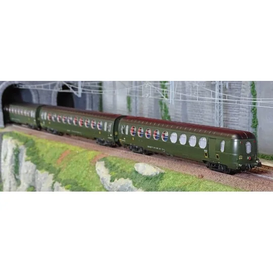 VB-495-Ree Modeles VB495 Set of 3 lightweight "Sausage" cars, ETAT, B10, green 306, ep. III, illuminated