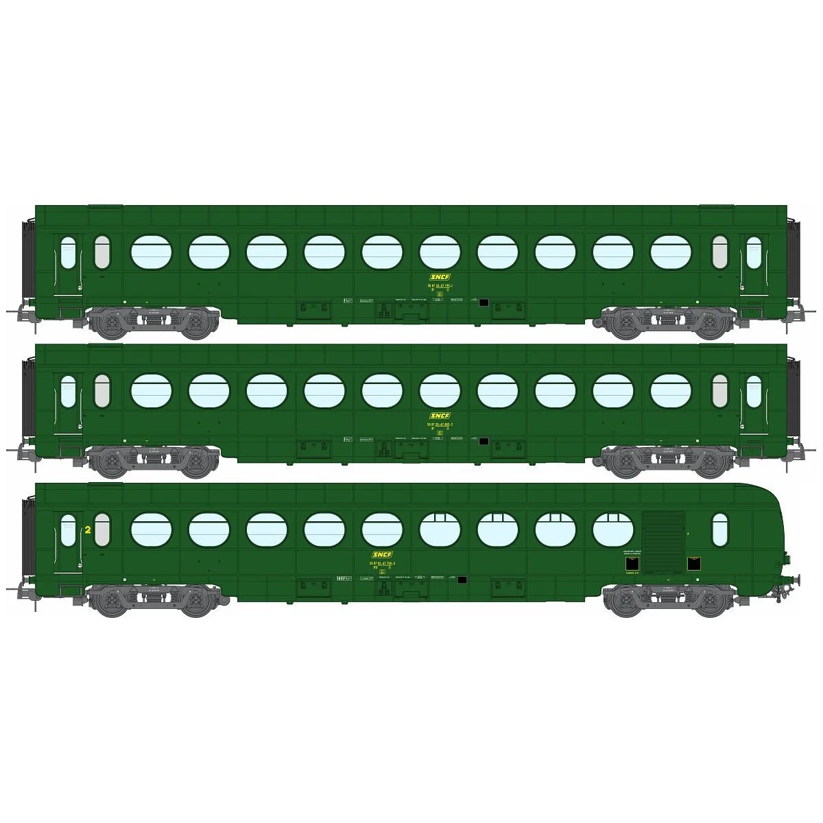 Ree Modeles VB500 Set of 3 lightweight "Sausage" cars, ETAT, B10/B1... Ree Modeles VB500 Set of 3 lightweight "Sausage" cars, ETAT, B10/B1...