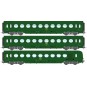 VB-500-Ree Modeles VB500 Set of 3 lightweight "Sausage" cars, ETAT, B10/B10/B5d, green 301, ep. IV, illuminated