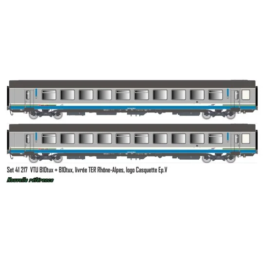 LS Models 41217 Set of 2 VTU coaches, B10tux / B10tux, TER Rhône-Al... LSM_41217-LS Models 41217 Set of 2 VTU coaches, B10tux / B10tux, TER Rhône-Alpes livery, SNCF, Casquette logo, illuminated