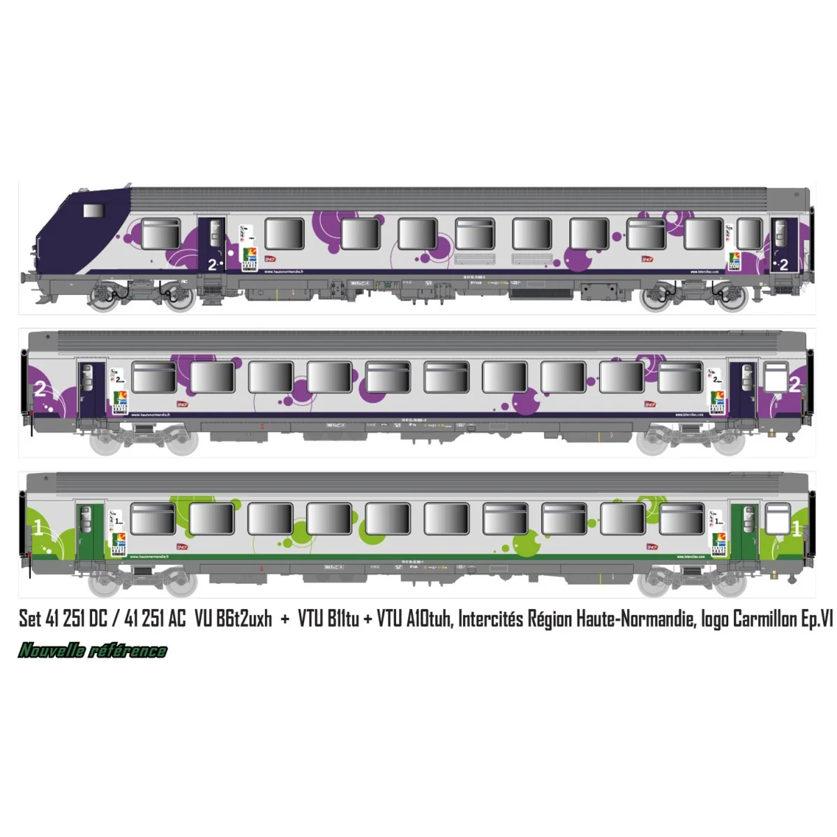 LS Models 41251DC Set of 3 passenger cars (VU + VTU), driving trail...