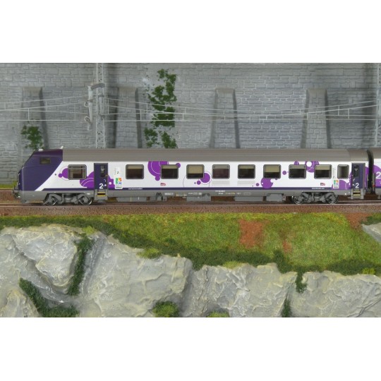 LSM_41251DC-LS Models 41251DC Set de 3 voitures VU + VTU, voiture pilote, SNCF, Intercités Haute-Normandie, logo Carmillon, éclairage