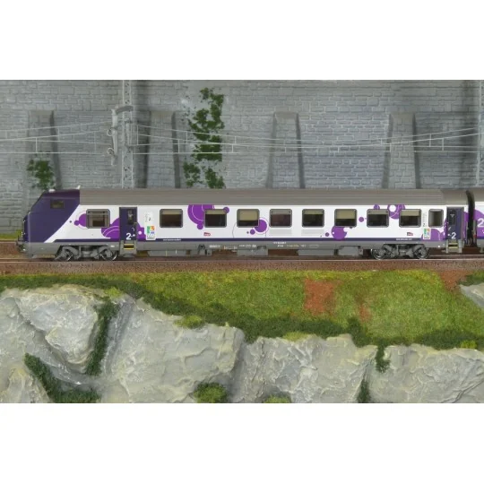LSM_41251DC-LS Models 41251DC Set de 3 voitures VU + VTU, voiture pilote, SNCF, Intercités Haute-Normandie, logo Carmillon, éclairage