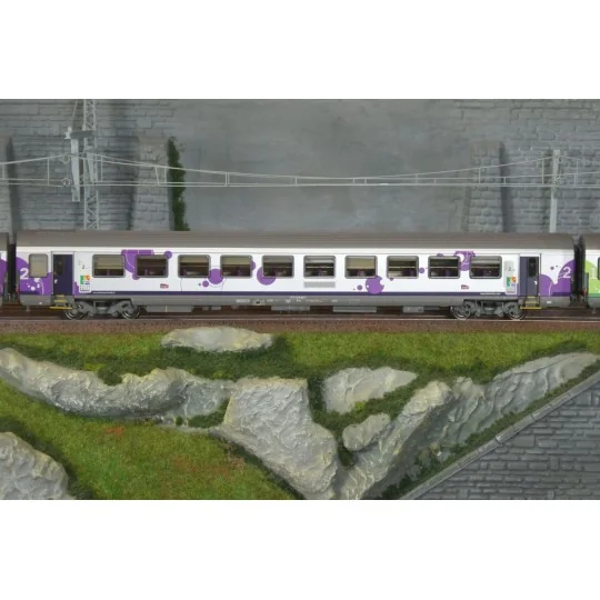 LSM_41251DC-LS Models 41251DC Set de 3 voitures VU + VTU, voiture pilote, SNCF, Intercités Haute-Normandie, logo Carmillon, éclairage