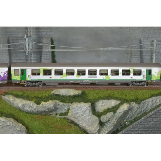LSM_41251DC-LS Models 41251DC Set de 3 voitures VU + VTU, voiture pilote, SNCF, Intercités Haute-Normandie, logo Carmillon, éclairage