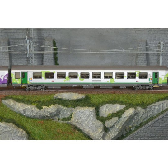 LSM_41251DC-LS Models 41251DC Set of 3 passenger cars (VU + VTU), driving trailer, SNCF, Intercités Haute-Normandie, Carmillon logo, lightin