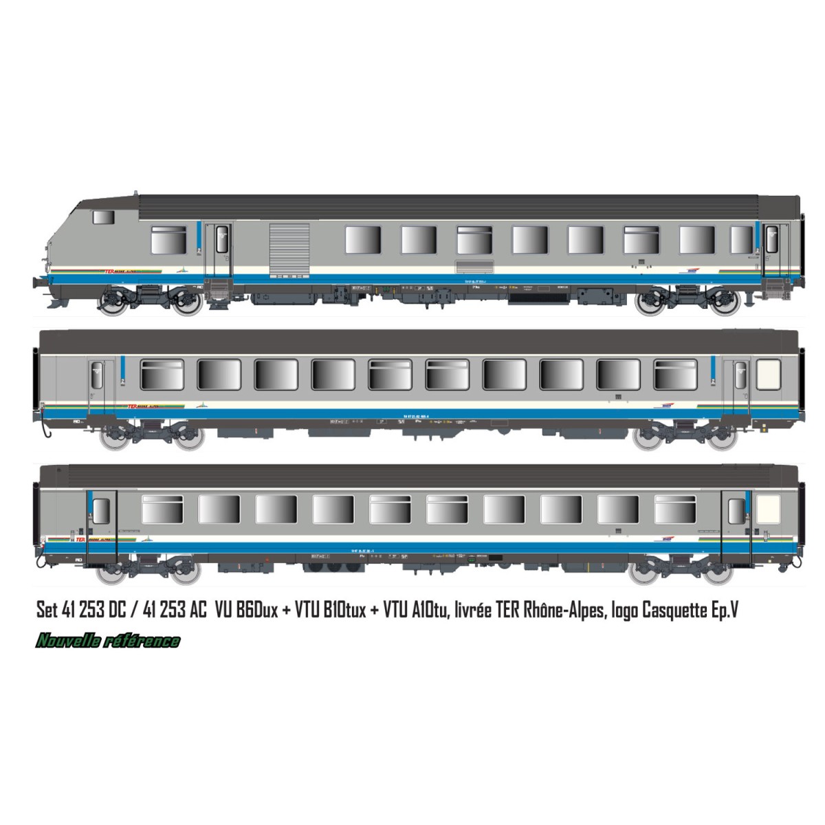 Set of 3 LS Models VU + VTU coaches, 41253DC, driving trailer car, ...