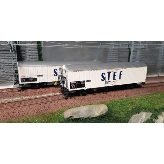 Lsm_30228-LS Models 30228 Set of 2 SNCF Frangeco wagons, white cab, blue STEF cab, grey roof - Lsm_30228