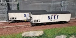 LS Models 30238 Set of 2 SNCF Frangeco LGS wagons, white, STEF blue...