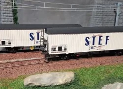 LS Models 30238 Set of 2 SNCF Frangeco LGS wagons, white, STEF blue...