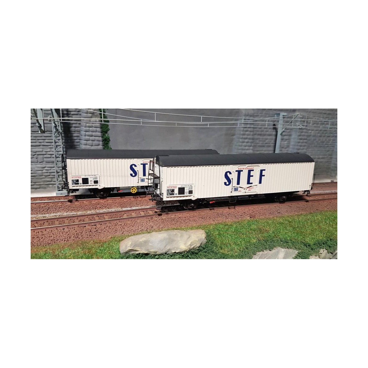 Ls Models 30238 Set de 2 wagons SNCF Frangeco lgs blanc, STEF bleu, toit noir Ls models Lsm_30238 - 1