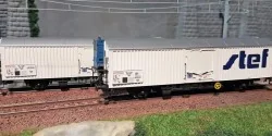 LS Models 30231 Set of 2 SNCF Frangeco wagons, white, blue STEF, gr...