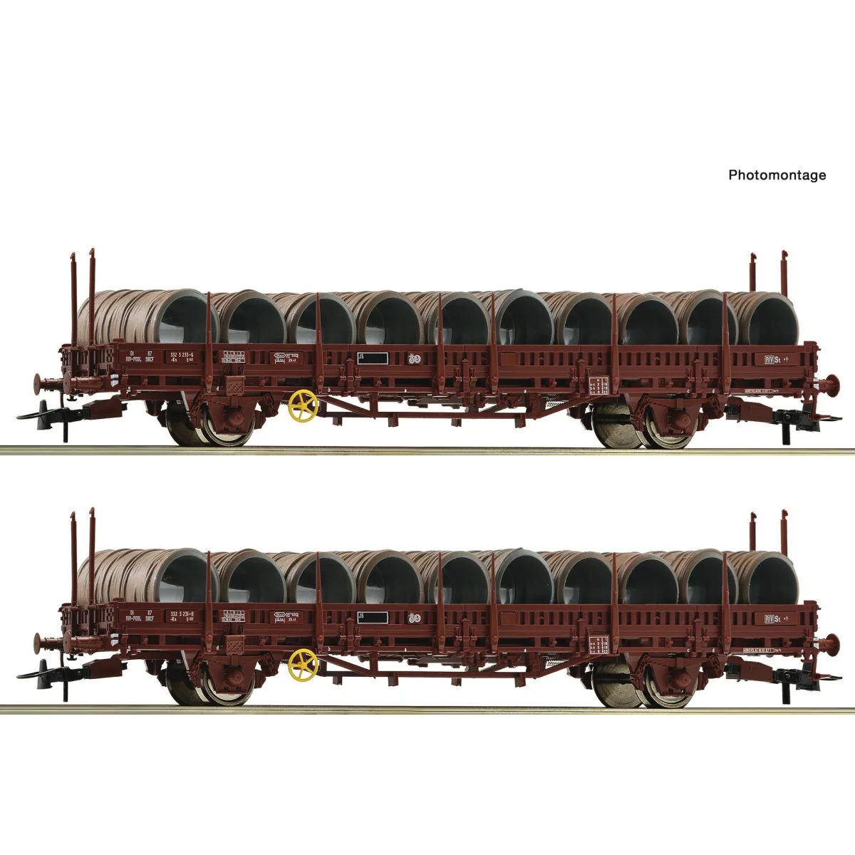Roco 6600119 Set of 2 wagons with swiveling stanchions, type Ks, SN... Roco 6600119 Set of 2 wagons with swiveling stanchions, type Ks, SN...