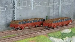 Roco 6600119 Set de 2 wagons à ranchers pivotants, type Ks, SNCF, chargés bobines Roco Roco_6600119 - 1