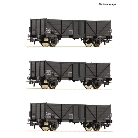 Roco_6600141-Roco 6600141 Set of 3 open wagons, Tow type "Klagenfurt", SNCF