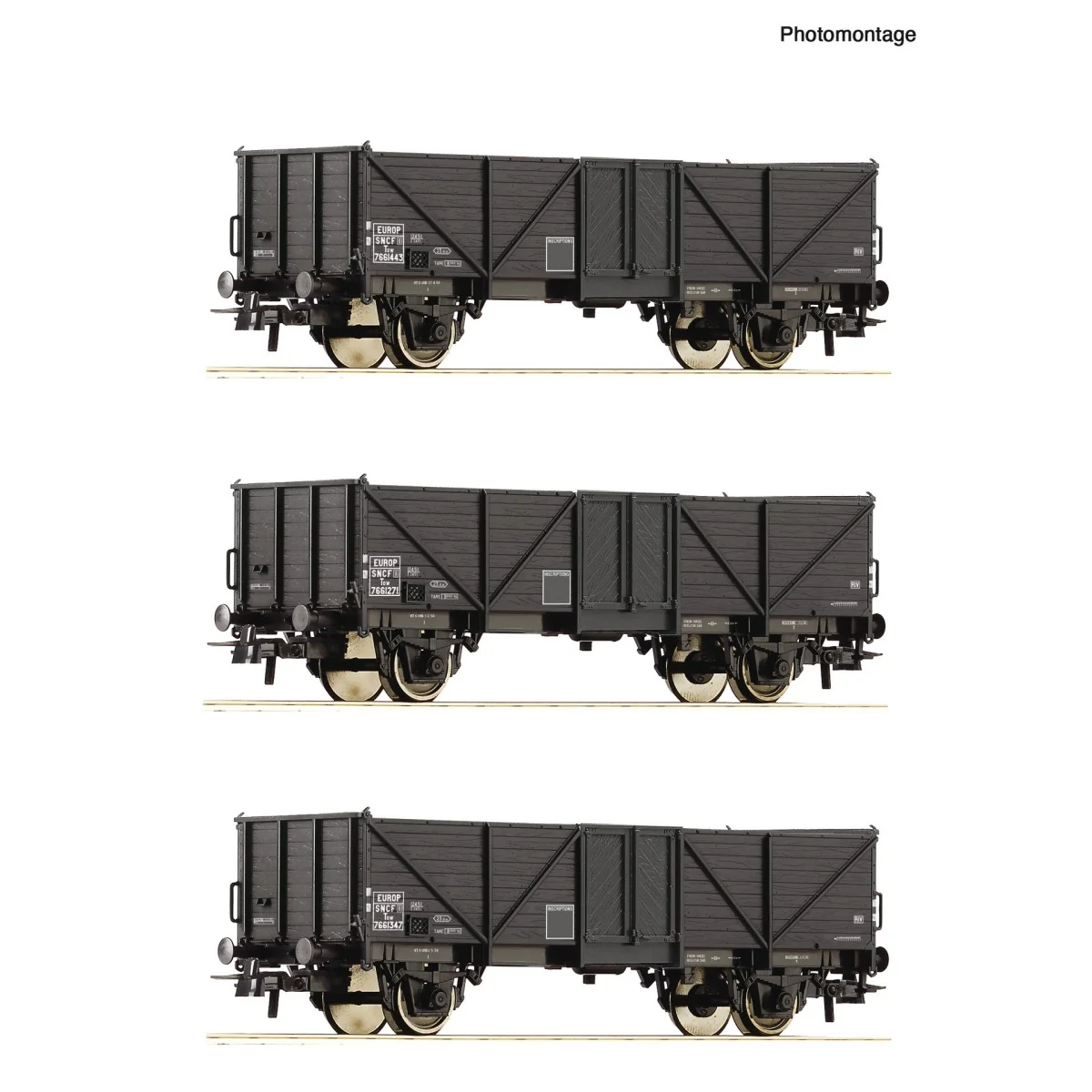 Roco 6600141 Set of 3 open wagons, Tow type "Klagenfurt", SNCF Roco 6600141 Set of 3 open wagons, Tow type "Klagenfurt", SNCF