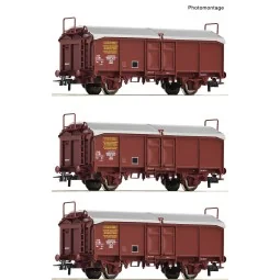 Roco 6600173 Set de 3 wagons à toit coulissant, type Tms, SNCF Roco Roco_6600173 - 1