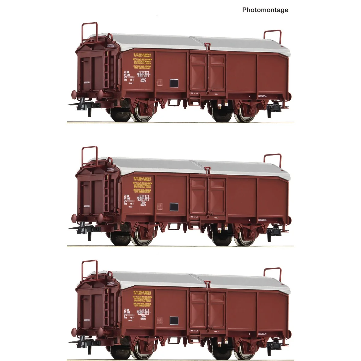 Roco 6600173 Set of 3 sliding roof wagons, type Tms, SNCF - Roco_66...