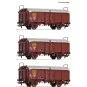 Set of 3 sliding roof wagons, type Tms, SNCF, HO - Roco 6600173 Roco_6600173-Set of 3 sliding roof wagons, type Tms, SNCF, HO - Roco 6600173