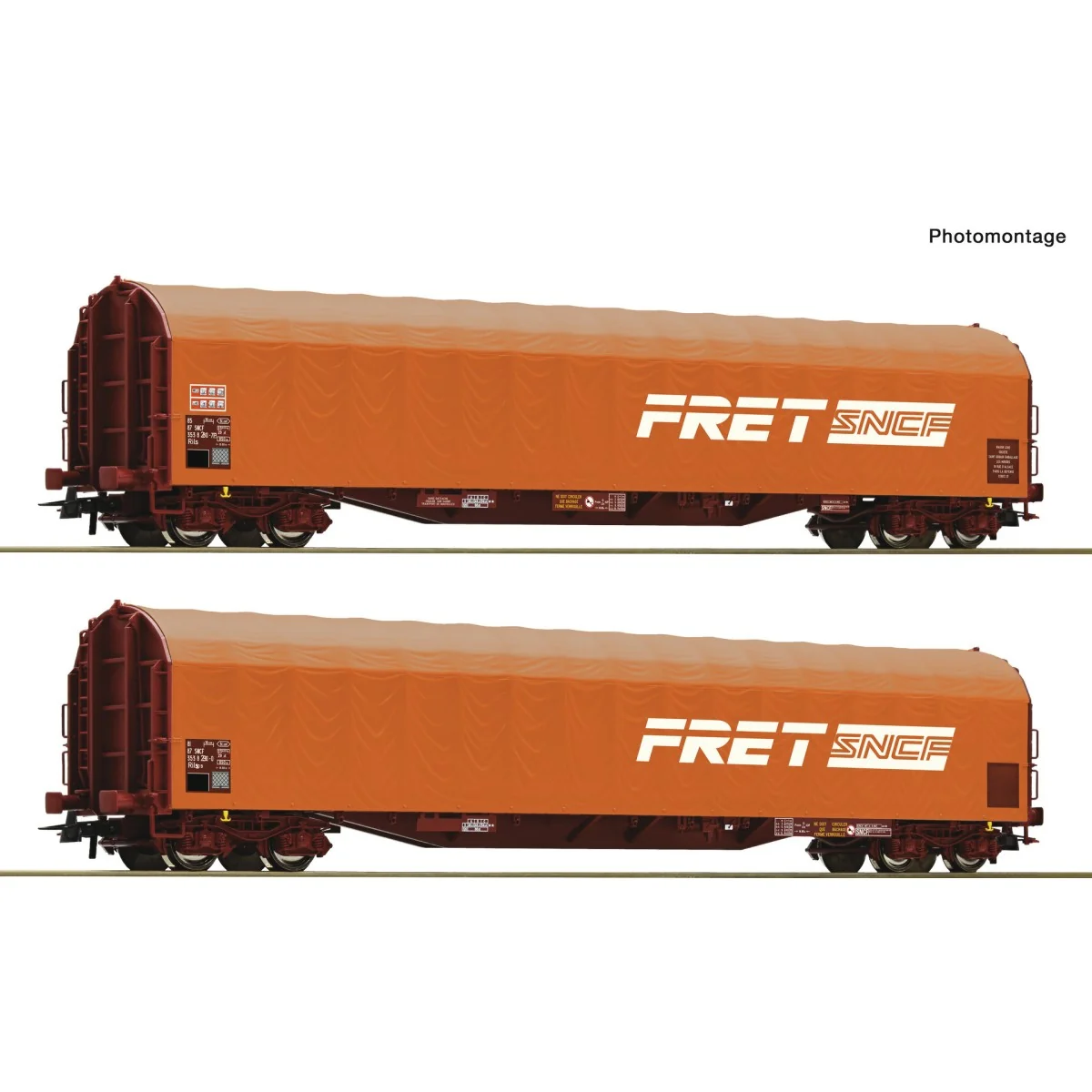 Roco 6600161 Set de 2 wagons bâche coulissante à bogies, type Rilns, SNCF, FRET oranges Roco Roco_6600161 - 6