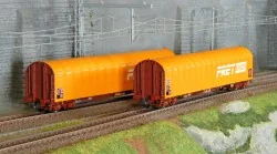 Roco 6600161 Set de 2 wagons bâche coulissante à bogies, type Rilns, SNCF, FRET oranges Roco Roco_6600161 - 1