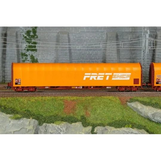 Roco 6600161 Set of 2 sliding tarpaulin bogie wagons, Rilns type, S... Roco_6600161-Roco 6600161 Set of 2 sliding tarpaulin bogie wagons, Rilns type, SNCF, orange freight