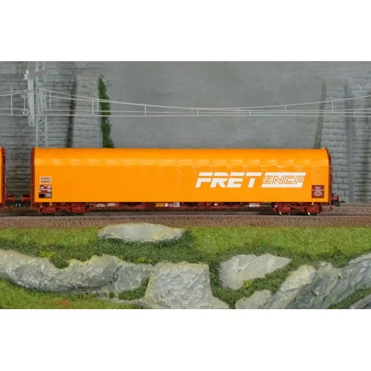 Roco 6600161 Set of 2 sliding tarpaulin bogie wagons, Rilns type, S... Roco_6600161-Roco 6600161 Set of 2 sliding tarpaulin bogie wagons, Rilns type, SNCF, orange freight