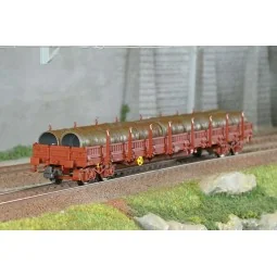 Roco 6600184 Log-carrying wagon, type Res, SNCF, loaded with reels ...