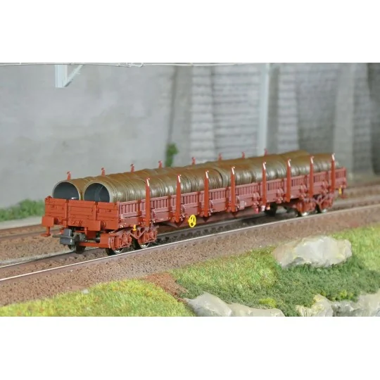 Roco_6600184-Roco 6600184 Log-carrying wagon, type Res, SNCF, loaded with reels