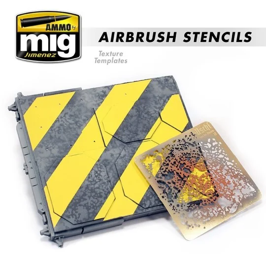 Airbrush stencils (x3) #1 Ammo A.MIG-8035-Airbrush Stencils (x3) No. 1 Ammo - A.MIG-8035