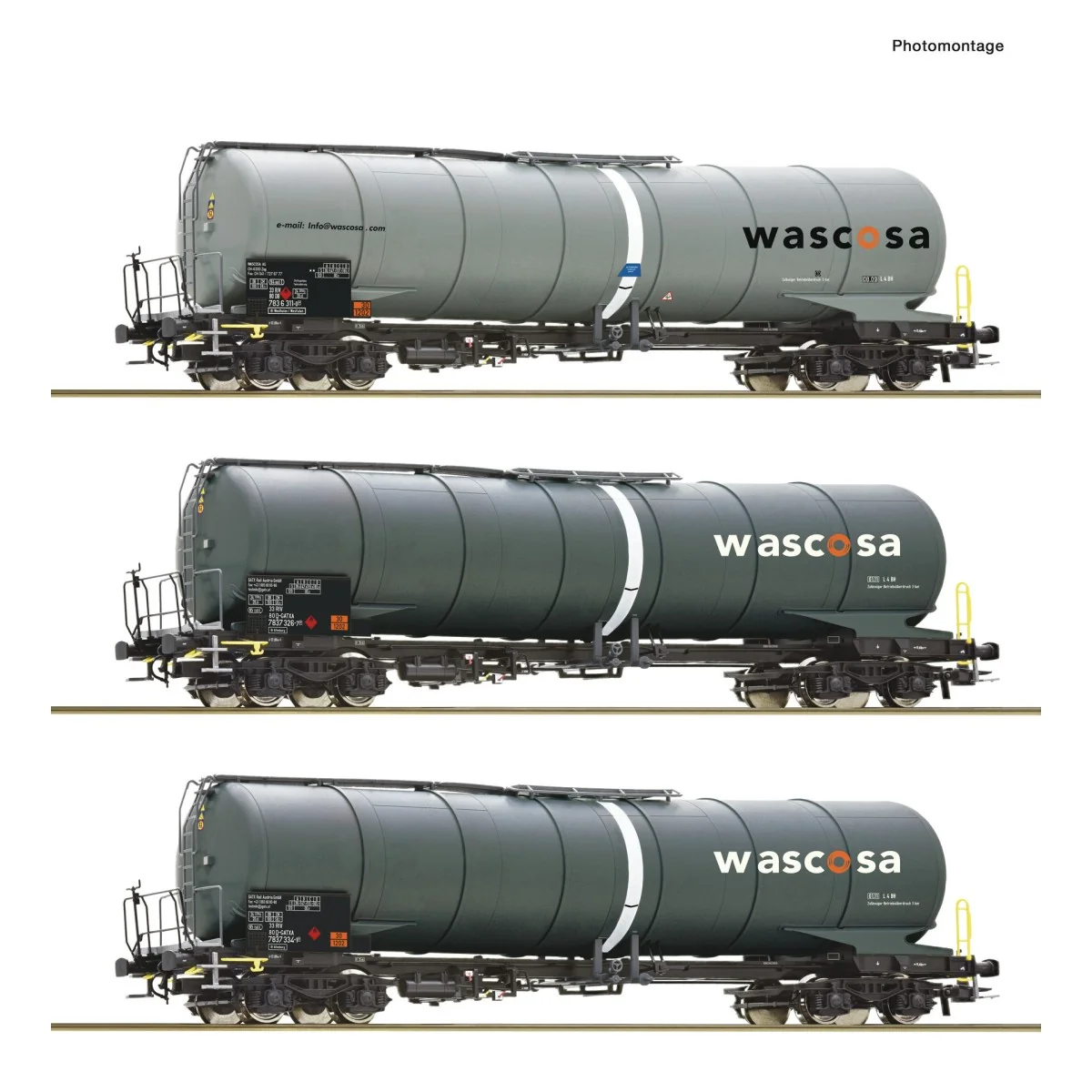 Roco 6600143 Set de 3 wagons citernes à bogies, type Zacns, Wascosa Roco Roco_6600143 - 7