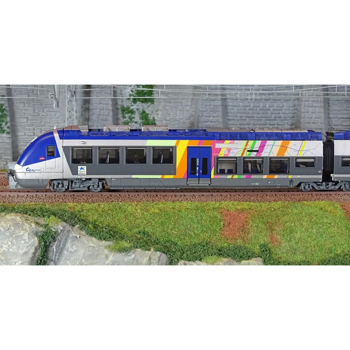 LS Models 10093S AGC Z 27887 Railcar, 4 cars, Blue/Grey, Alsace liv...