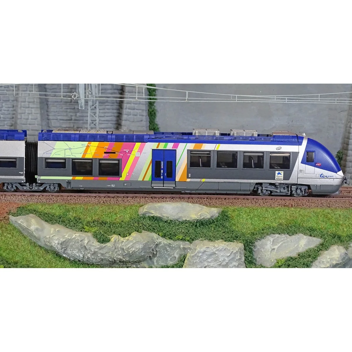 LS Models 10093 AGC Z 27887 Railcar, 4 cars, Blue/Grey, Alsace live...