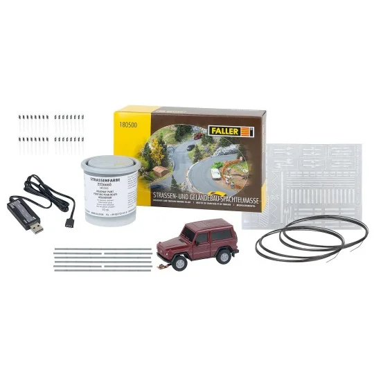 Faller_161449-Faller 191645 Car System, Starter Set, Mercedes G-Class SUV