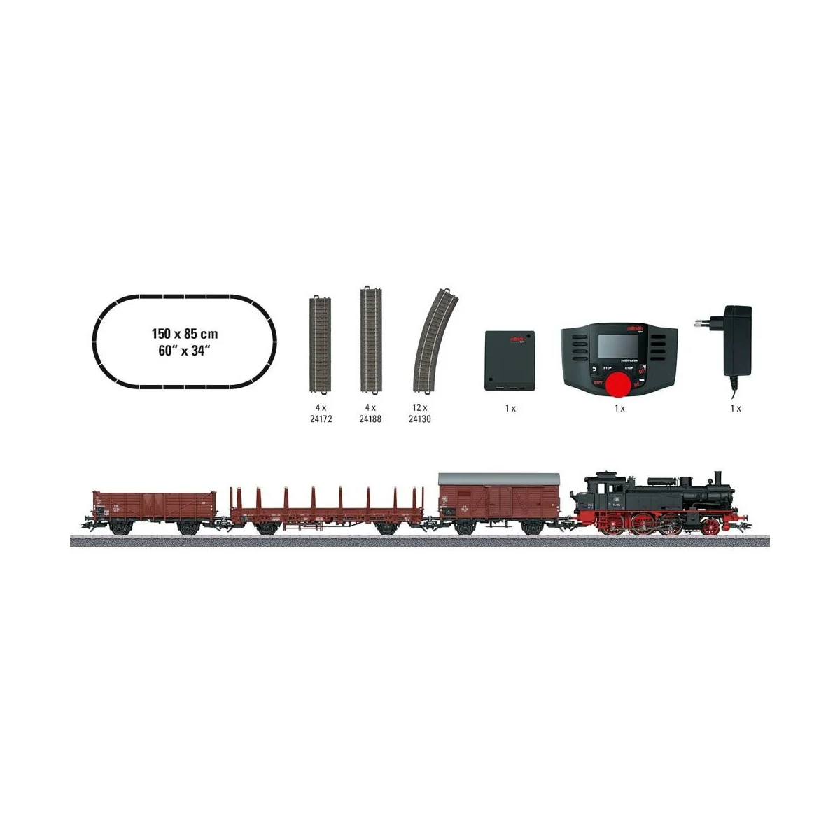 Marklin 29074 DB Class 74 Steam Freight Train Starter Set, Digital ... Marklin 29074 DB Class 74 Steam Freight Train Starter Set, Digital ...