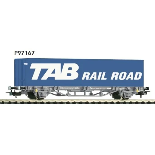 Piko_97167-Piko 97167 2-axle flat wagon with 40' Tab Rail Road container