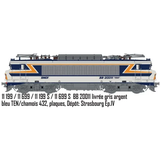 Lsm_11199S-Ls Models 11199S Locomotive électrique BB 20011 SNCF, bleu TEN, plaques, Strasbourg, digitale sonore