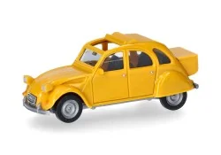 Herpa 027632-006 2CV car with open top and trunk, mimosa yellow