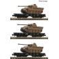 Fle_845606-Fleischmann 845606 Set of 3 flat wagons for transporting heavy loads, DRB, loaded with Panther tanks, N scale